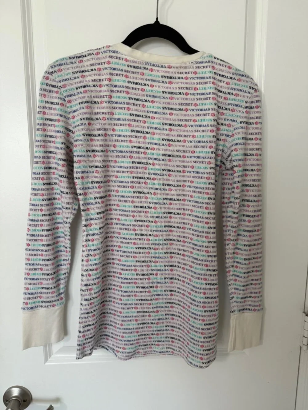 Victoria's Secret Logo Print Pajama Set White Multicolor Size M